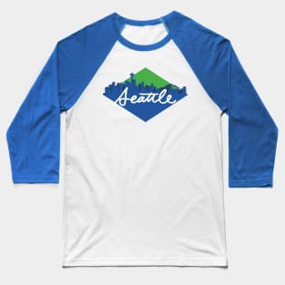 Seattle Cursive Skyline Baseball T-Shirt